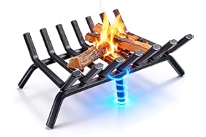 AMAGABELI GARDEN & HOME Fireplace Grate 30 inch Fire Pit Grate Fire Place Log Holder Wrought Iron Heavy Duty Solid Steel Indoor Outdoor Camping Hearth Firepit Firewood Wood Burning Rack Stove