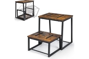 Vrisa Wood Step Stool for Adults Beside Steps for High Beds Two Step Stools with 550Lbs Load Capacity 3 in 1 Heavy Duty Stepp