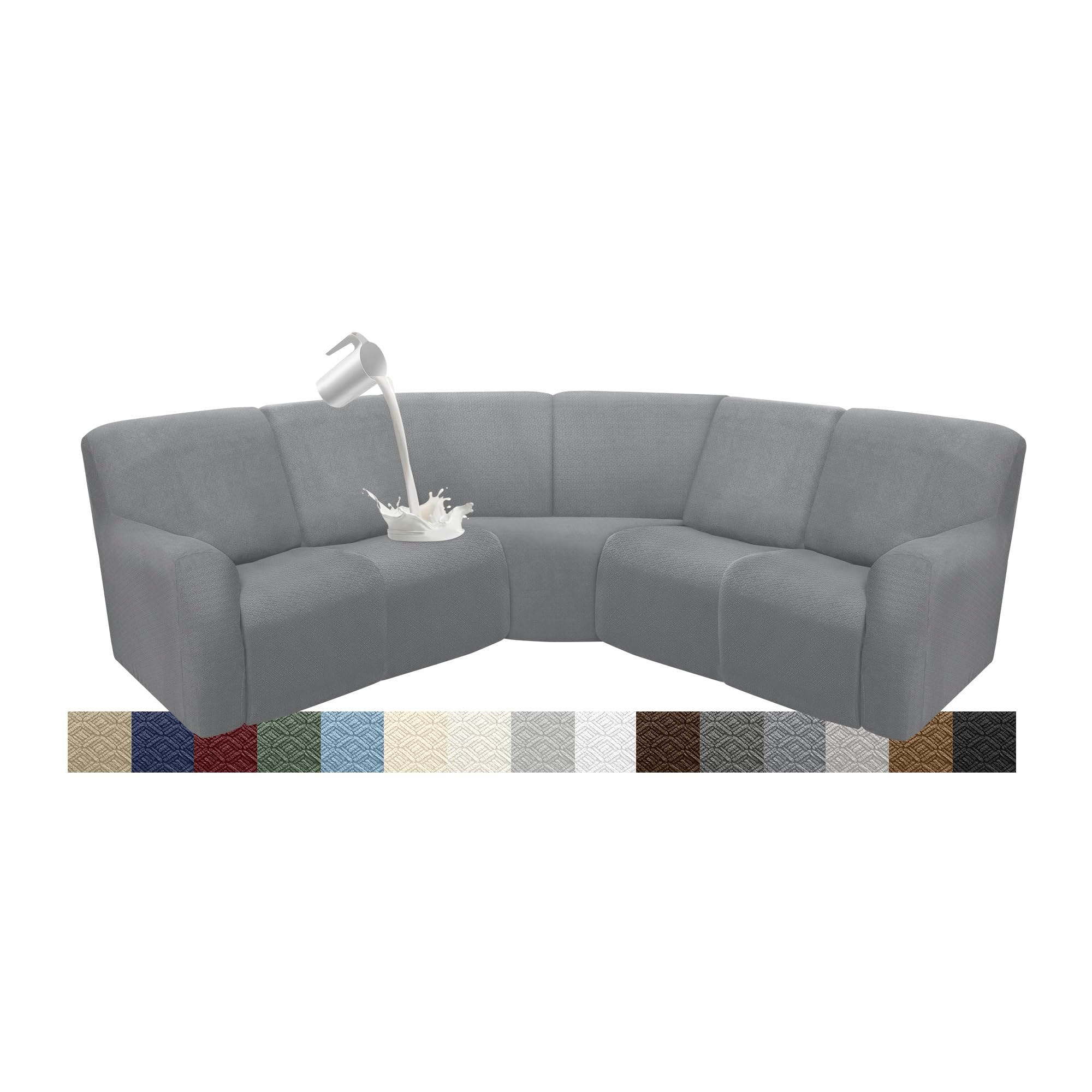 Photo 1 of ROFASVCO Couch Covers for Sectional Sofa Reclining Sectional Couch Covers L Shape Waterproof Washable Recliner Sofa Cover Stretch Corner Recliner Slipcovers (5 Seater Cover, Light Gray)