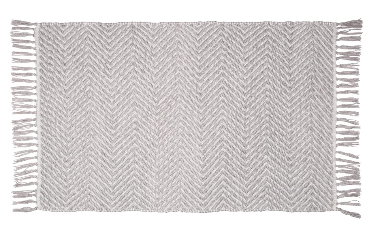 WENKO Gata bath mat, sustainable bath rug made from recycled PET bottles in trendy ethnic style with non-slip underside, washable up to 40 °C, (W x H): 50 x 80 cm, grey/white