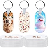 LIZOIDZSM 240 Pcs metal Sublimation Keychain Blanks Bulk,Sublimation Ornament Blanks,Double Sided Sublimation Blanks Keychain