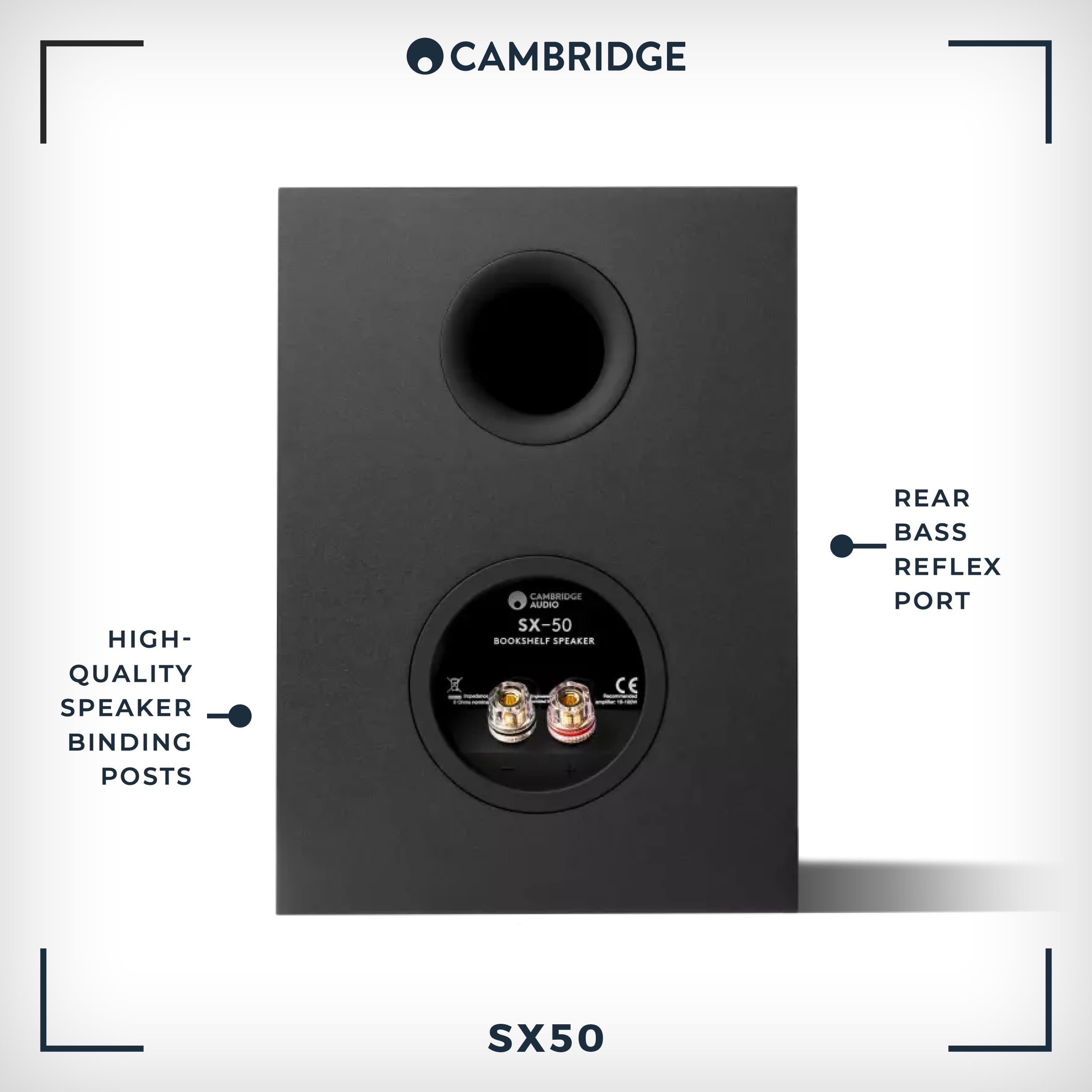 Cambridge Audio SX-50 Bookshelf Speaker | 100 Watt Home Theater Compact Speaker Pair (Matte Black)