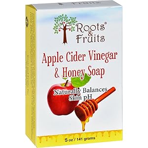 Roots and Fruits Bar Soap - Apple Cider Vinegar and Honey - 5 oz - Gluten Free - Naturally Balances skins pH and nourish your skin