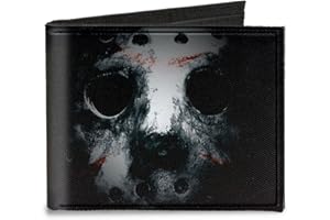 Buckle-Down Canvas Bi-fold Wallet - Jason Mask3 Close-up + Friday The 13 Accessory