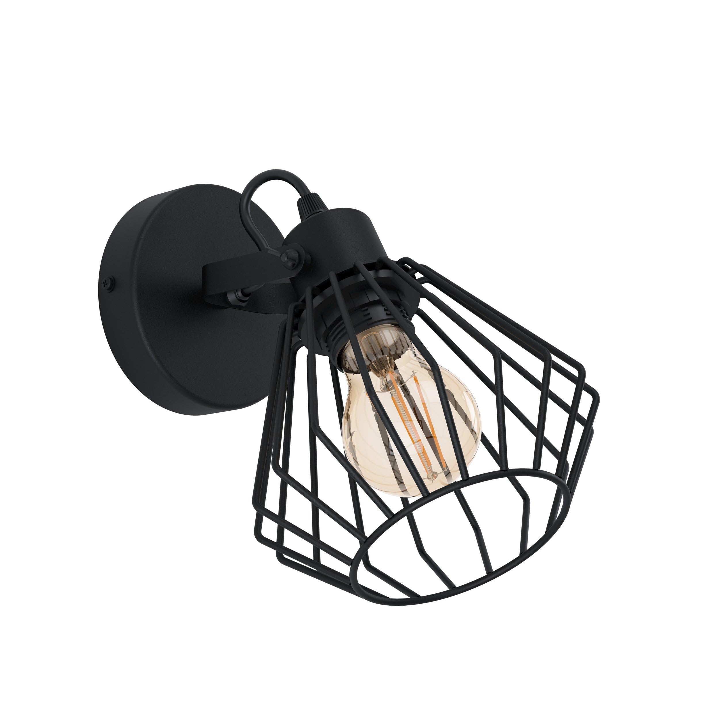 EGLO Tabillano Wall Light 1 Bulb Vintage Industrial Steel Interior Wall Light Living Room Lamp Hallway Lamp in Black Spot with E27 Socket