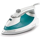 Black+Decker Lightweight Steam Iron for Clothing, Smart Steam Techology, Anti-Drip, Teal, 1200W, IR0820C