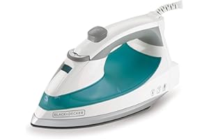 BLACK+DECKER Lightweight Steam Iron for Clothing, Smart Steam Techology, Anti-Drip, Teal, 1200W, IR0820C