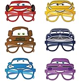 We1Fit 12pcs Race Car Paper Eyeglasses Race Car Party Favors Supplies Birthday Party Decorations Gifts Photo Booth Props for Kids Boys