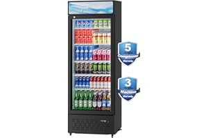 LCEKY Beverage Cooler Commercial Refrigerator 15.2 Cu.Ft. Glass Door Display Refrigerator with LED Light, 5 Shelves, Display Commercial Beverage Refrigeratorfor Restaurant Cafe Bar Store (15.2 Cu.Ft.)