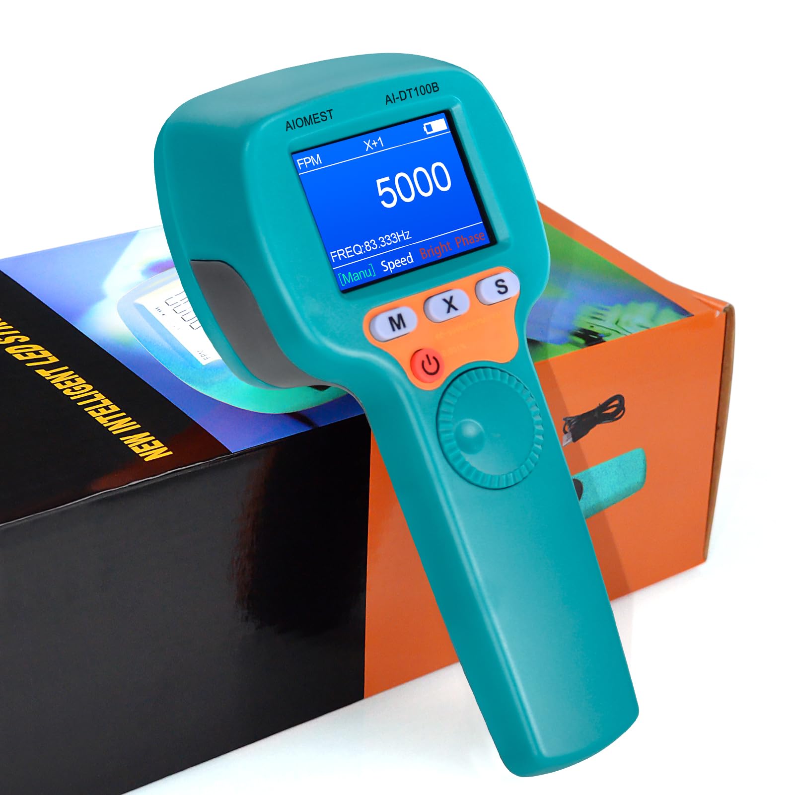 Photo 1 of Digital LED Stroboscope High Illuminance 1500LUX Measuring 60~999,999 RPM/Hz,Non-Contact Tachometer Adjustable Strobe Light Timing Speedometer Rechargeable for HVAC Motor Engine Speed Tester