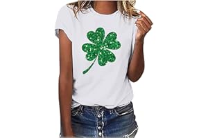 Womens St Patrick's Day T-Shirt Lucky Irish Shamrock Paddy's Day Graphic Tees Tops