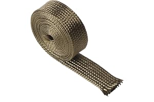 FONESO 1/2'' ID Basalt Heat Shield Wrap Sleeve, Adjustable High-Temperature Resistant Spark Plug Wire Heat Sleeve for Car Motorcycles Wire Loom Brake Cable Fuel Line Hose Protection, Titanium 5FT