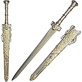 Claymeur 26" White Gold Stainless Steel Creation of The Gods DiYi Sword with Scabbard for Collection, Display, Cosplay