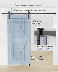 TITECK Sliding Barn Door Hardware Kit - 5 FT Heavy