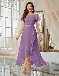 BeryLove Prom Dresses for Women Wedding Guest Ruffe