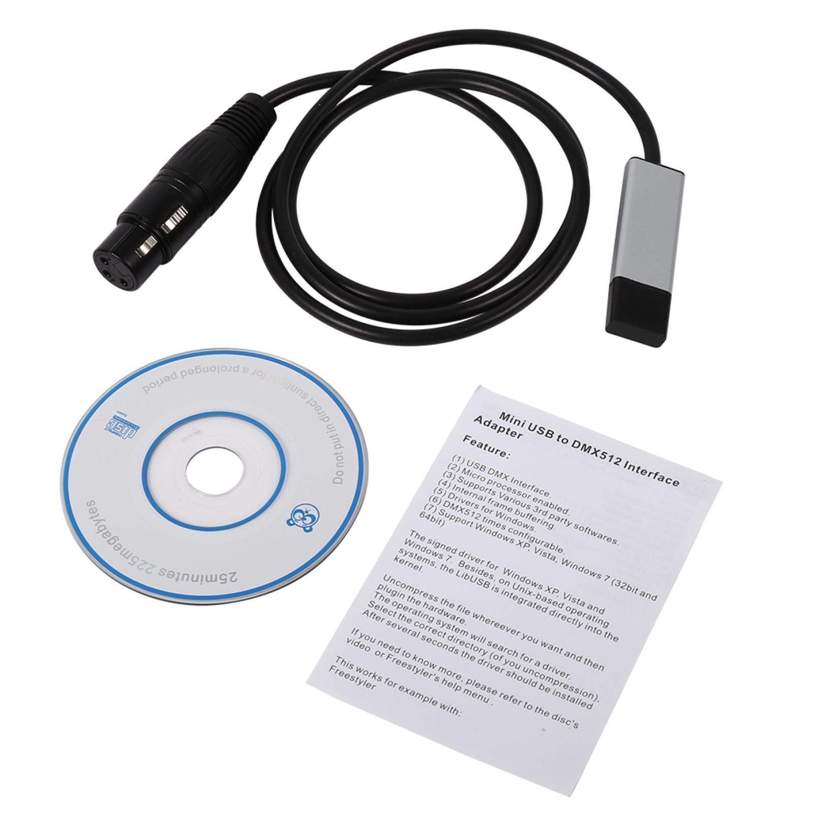 Wincal Adapter, Mini USB to DMX Interface Adapter Controller DMX512 Computer Stage Lighting Controllers Dimmer