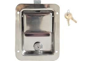 BUYERS PRODUCTS COMPANY Buyers Products L3885 Locking Standard Flush Single Point Latch, Polished Stainless Steel, 2 Keys, Bolt On Mount, Truck Tool Box Latch, Trailer Latch, Camper & RV Latch