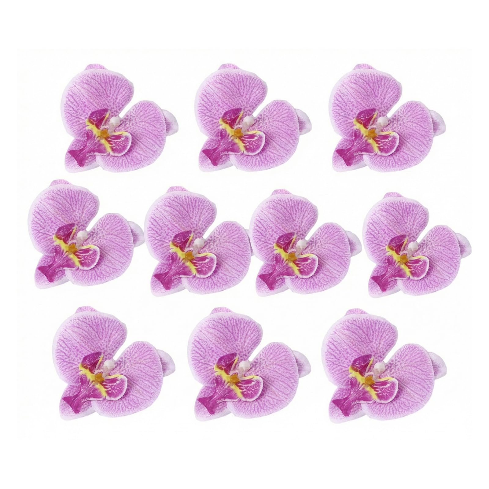 TUPWELY 10PCS 8CM Orchid Petals Artificial Orchid Flower Heads Silk Phalaenopsis Fake Butterfly Orchid Heads for DIY Craft Home Wedding Party Decorations(dark purple)