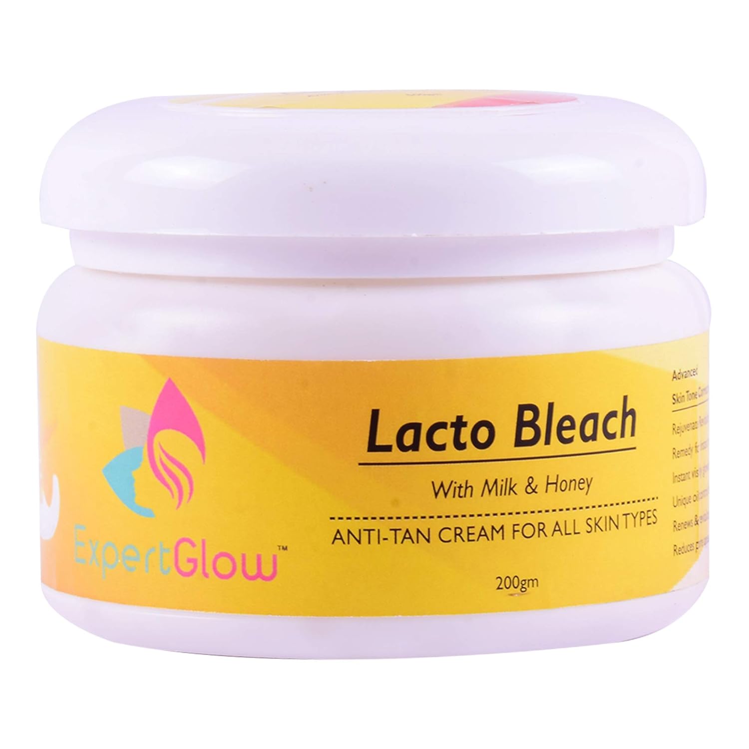 ExpertGlow Lacto Bleach Tan Removal Cream with Milk and Honey, Anti Tan