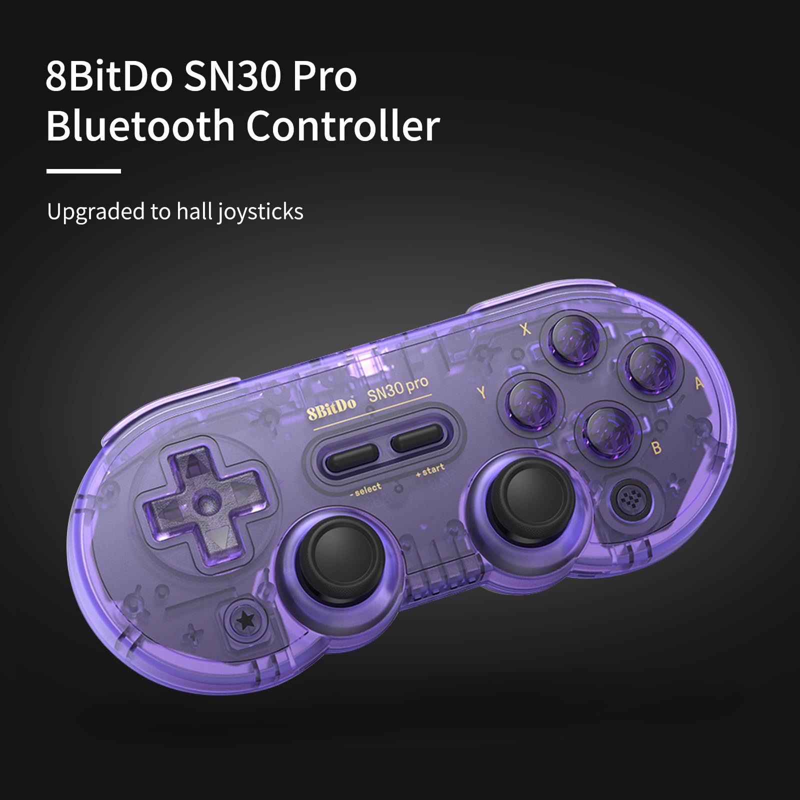 AKNES 8Bitdo SN30 Pro Bluetooth Controller, Hall Effect Joystick Update, Gaming Controller Compatible with Switch 2, Switch, Apple, Windows, Steam Deck, Android/Raspberry Pi - Crystal Purple