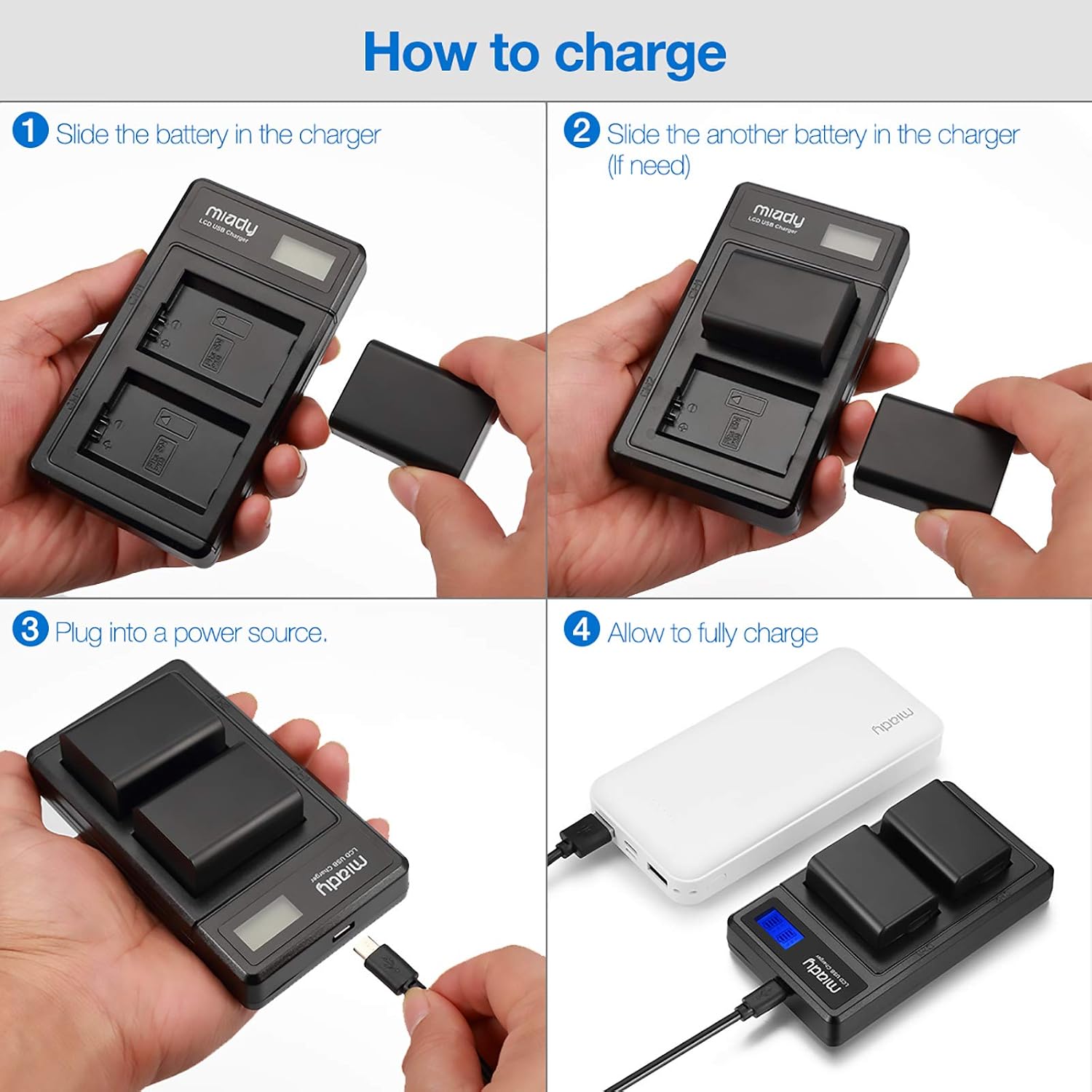 Miady 2-Pack LP-E6/LP-E6N Battery and Dual LCD Battery Charger Set, Compatible with EOS 5D Mark II, 5D Mark IV, 6D, 7D, 60D - Image 5