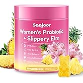 Women Probiotic Slippery Elm Gummies - Supports pH Balance, Digestive & Immune Health, Natural Pineapple Flavor, 60 Count