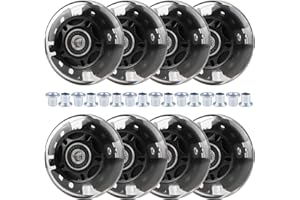 Wheelgoo 8pcs Inline Skate Wheels Led Light-Up Wheels 64/70/72/76/80mm w/Bushings 85-88A for Kids and Youth Beginners Children's Inline Skates Indoor/Outdoor Use (Black, 70mm)