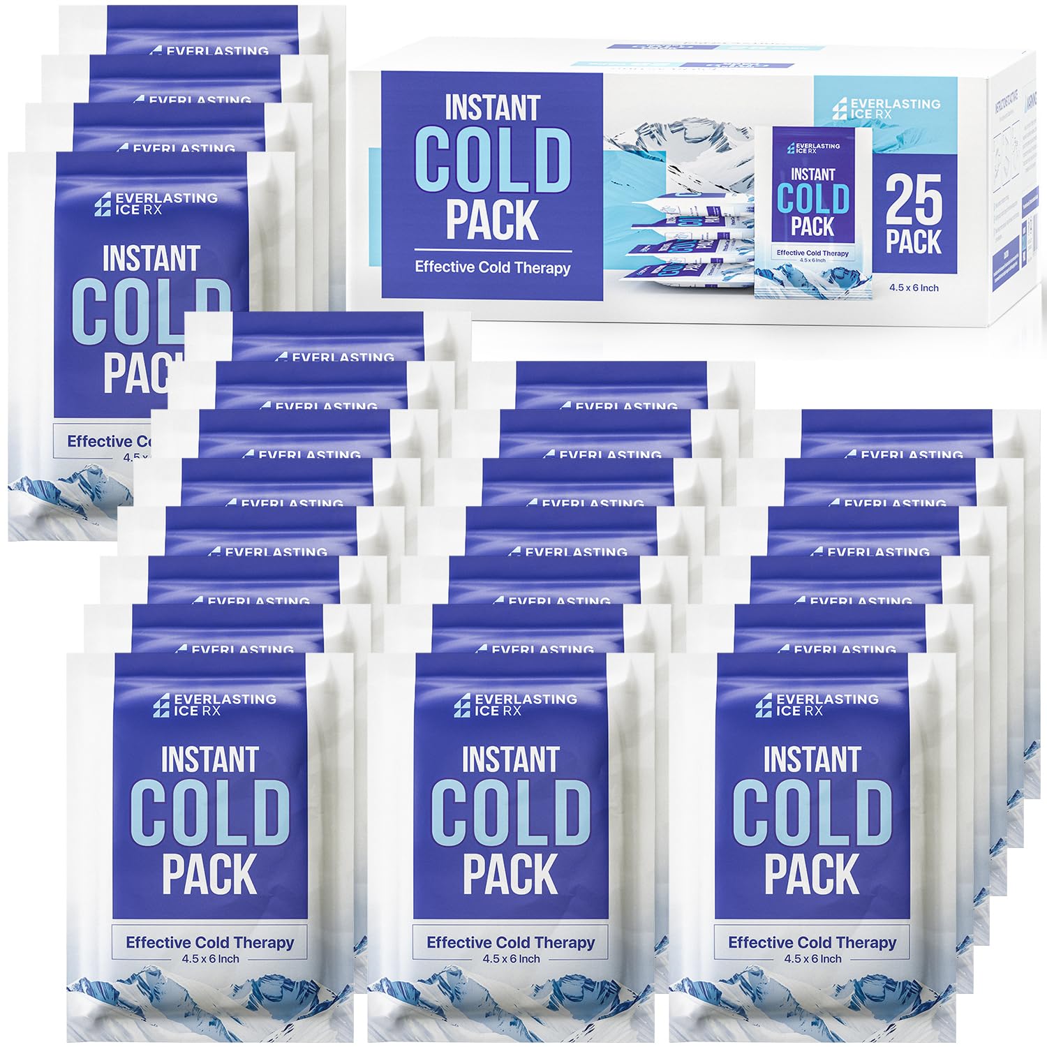 Photo 1 of 25 Pack - Instant Cold Packs - Instant Ice Packs for Injuries | Disposable Cold Compress Ice Pack for Pain Relief, Swelling, Inflammation, Sprains, Toothache - Cold Pack for Athletes