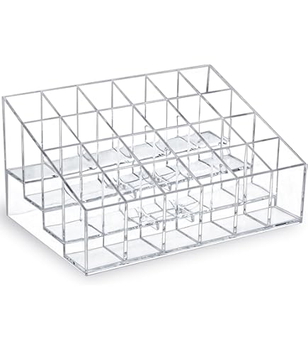 AOKIVIGOA Lippenstift-Organizer Aus Acryl – 24 Fächer, Transparent | Für Make-up, Pinsel & Kosmetik | 22,5 X 8,8 Cm
