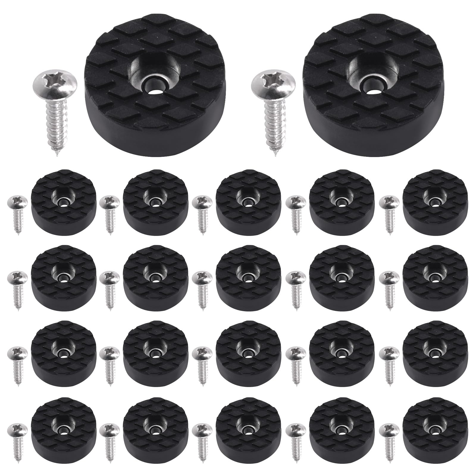 Keadic 24Pcs 24mm/1" Screw-On Round Rubber Feet Furniture Pad Bulk Set, Black Non-Slip Floor Protector Furniture Sliders for Wooden Chair Tables Leg