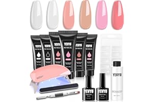 YEVYO Poly Gel Nail Kit, YEVYO Poly Nail Gel Kit with UV Lamp for Beginners with Everything, Gel Extension Nail Kit with Slip Solution (Multicolor)