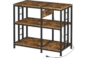 MILEFA Reinforced 40-50 Gallon Aquarium Stand with Power Outlet | Ultra-Stable 750LBS Capacity Metal Fish Tank Stand for Reptile/Aquatic Setups, 5-Tier Adjustable 37"x19" Steel Shelving System