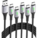 INIU USB to C Cable Fast Charging, [5 Packs, 1.6FT+3.3FT2+6.6FT2] 3.1A Type C Cords, Nylon USB-C Phone Charger Cables for iPhone 16, Samsung S21, Google, Kid, Airplane, Business, Car