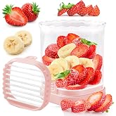 Creative Strawberry Slicer, Detachable Cutter with Push Plate (Pink)
