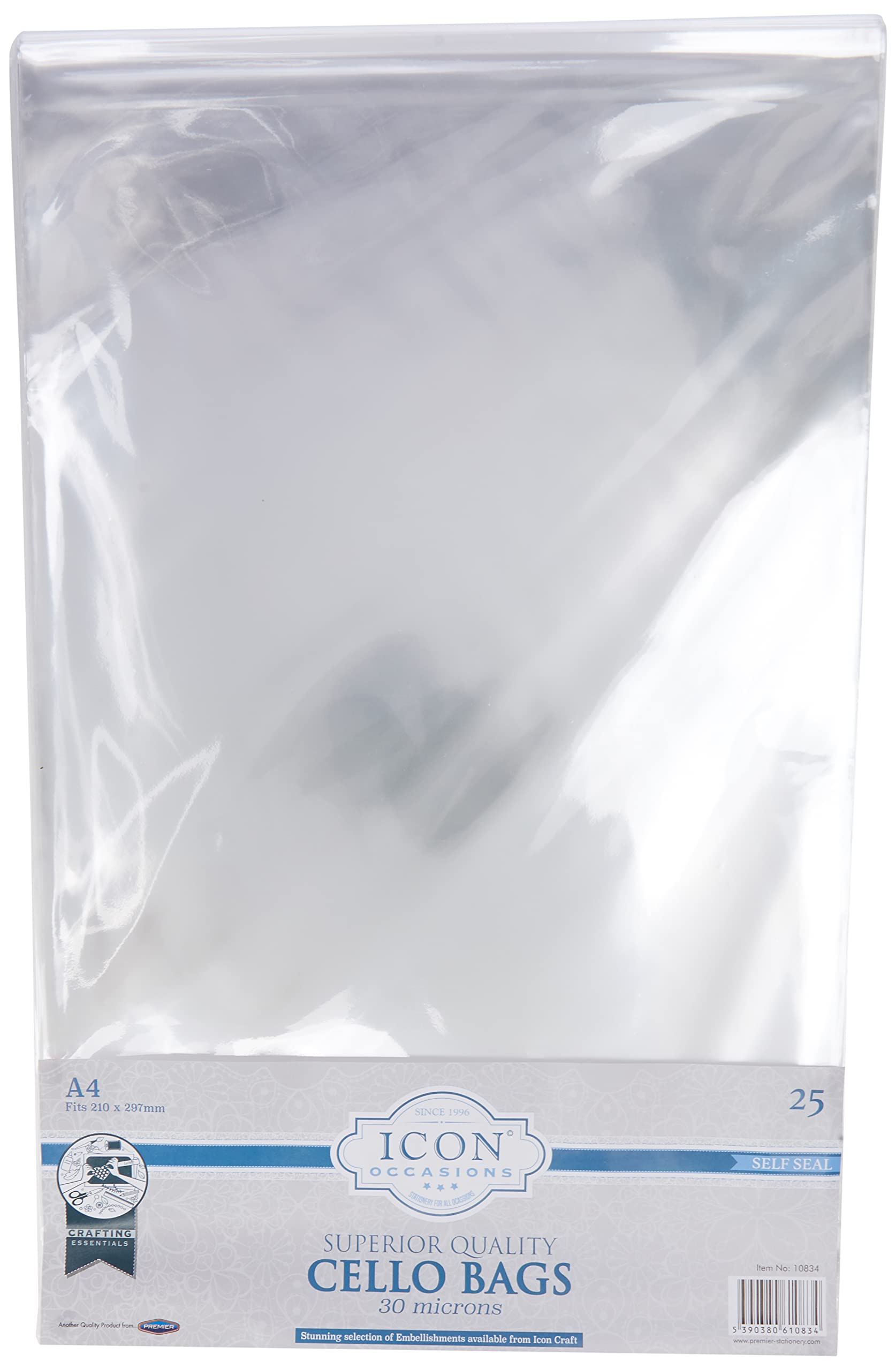 Premier Stationery A4 Icon Self Seal Cello Bag. Pack of 25
