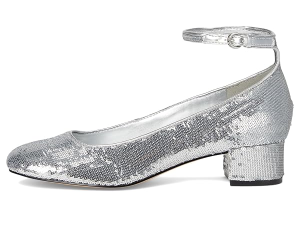 NINE WEST WOMENS AMAIZE SILVER SEQUIN 9.5 MEDIUM