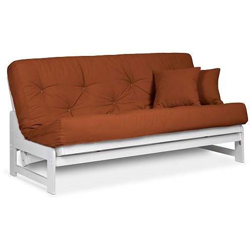Nirvana Futons Arden Armless White Wood Futon Frame Only, Full or Queen ...