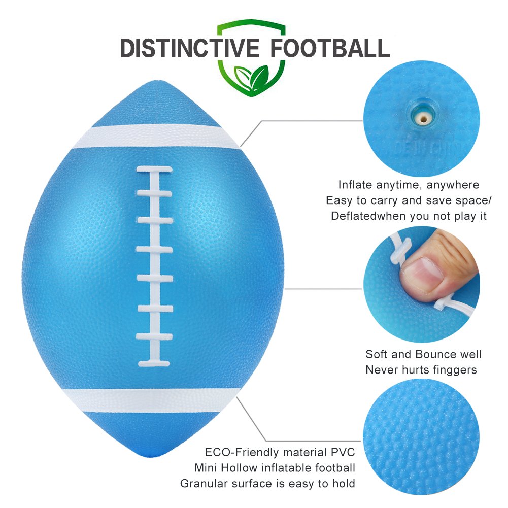 YAPA Football for Toddlers Mini Cute American Footballs Handheld Kids Toy,Bouncy and Soft 7.5”Inflate Beach Ball Come Deflate（Blue）