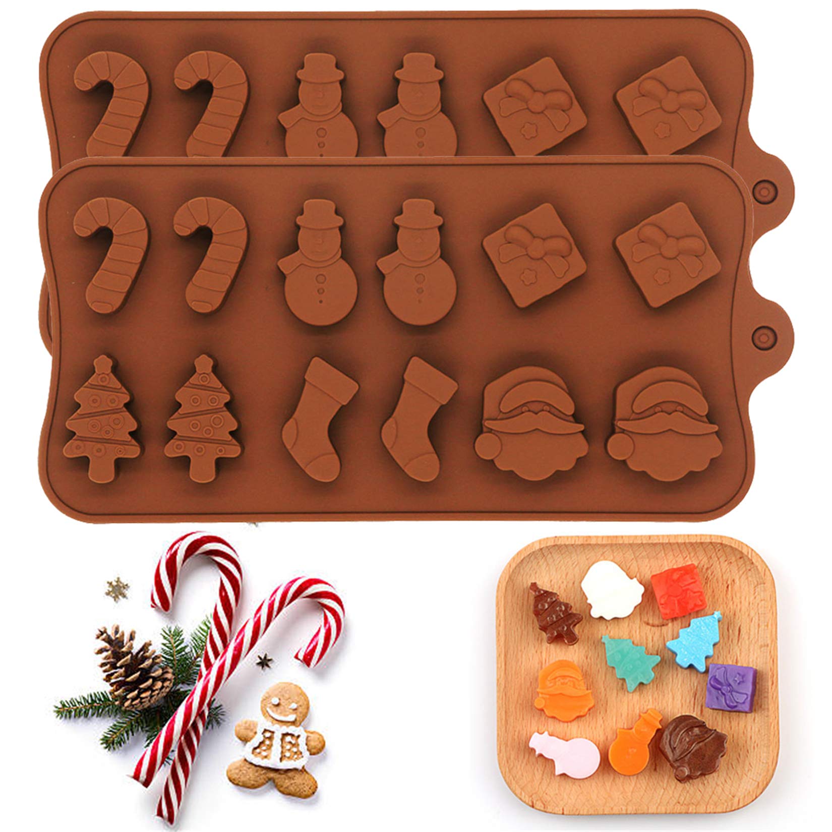 FantasyDay Christmas Silicone Baking Mold, Non-Stick, Flexible, Multi-Cavity, Perfect for Cakes, Cookies, Chocolate, Gummy, Candy, Soap, Ice Cube