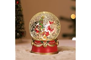 Lewondr Christmas Snow Globe, Santa Claus Lighted Snow Globe with Snowflake, Battery Powered Xmas Water Globe, Snow Lantern Christmas Decoration for Home Bedroom Fireplace, Red