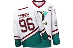 SHAJUNQI Mighty Ducks Jersey,96 Conway Jersey,99 Banks Jersey,Movie Ice Hockey Jersey,Broidery Letters and Numbers Green/White/Black