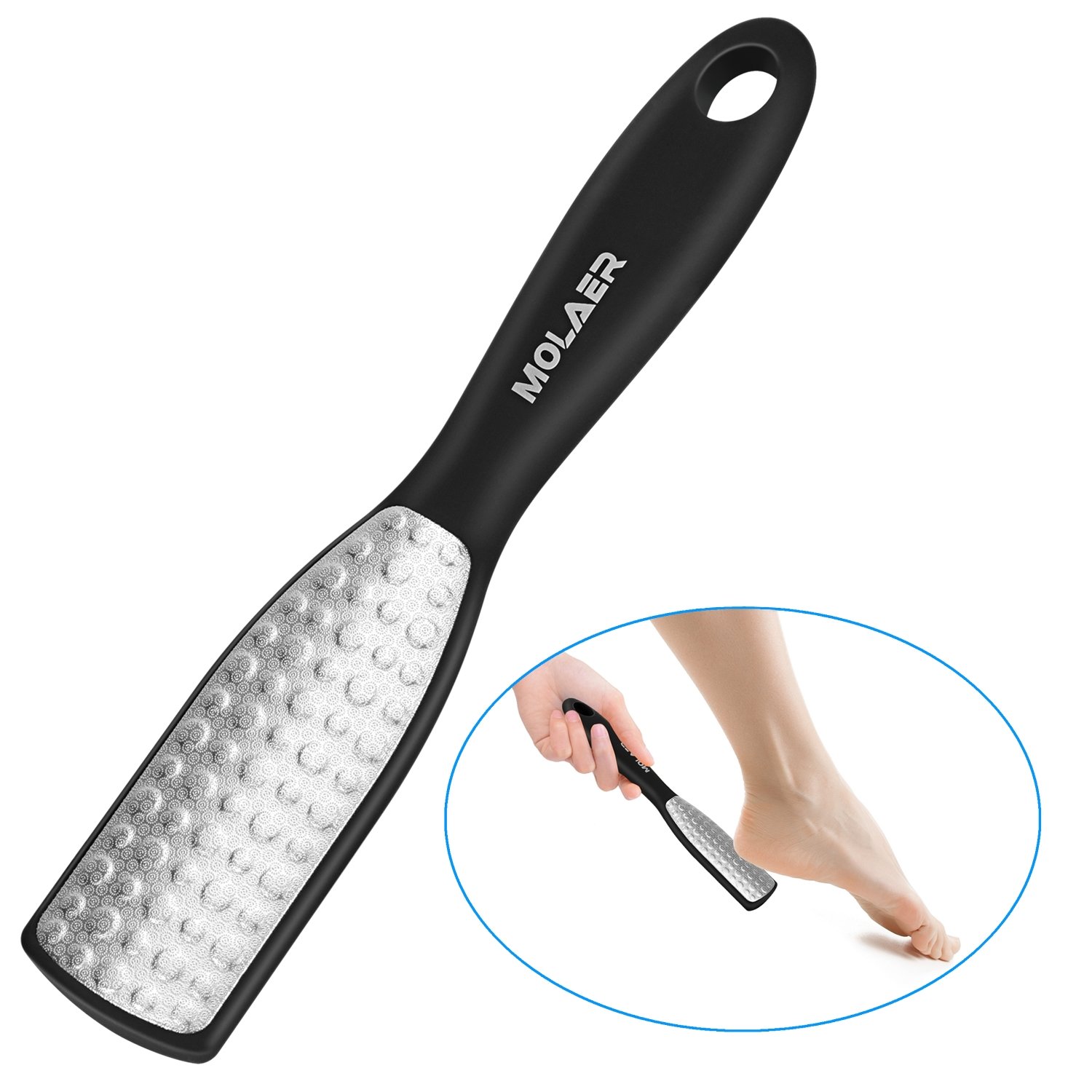 Foot File, 2-Sided Callus Remover, MOLAER Hypoallergenic Foot Care Pedicure Tool to Remove Dead Skin, Stainless Steel Surface, Used on Both Wet and Dry Feet : Beauty