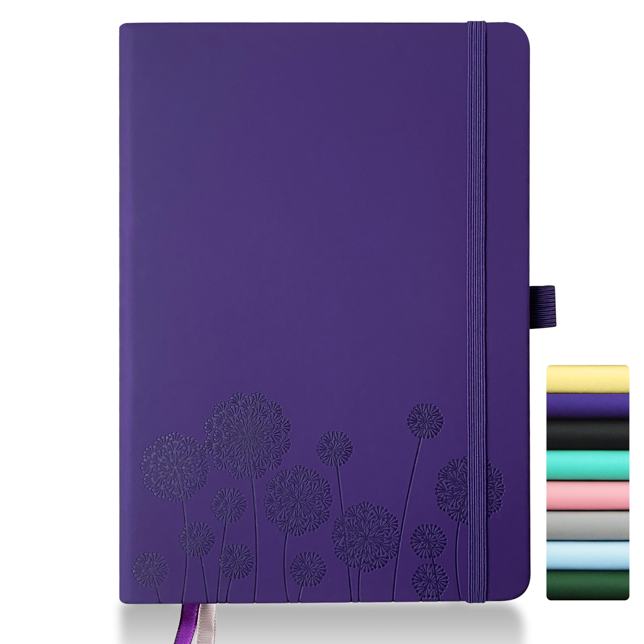 Mlife Notebook Journal for Women,A5 Hardcover Leather Journaling Notebooks for Work,200 Pages Travel Journal for Women Men with Pen Holder and Ribbon,5.78"×8.34"(Purple)