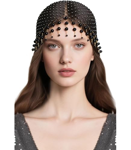 Amazon.com: BABEYOND 1920s Beaded Cap Headpiece Belly Dance  display picture 3