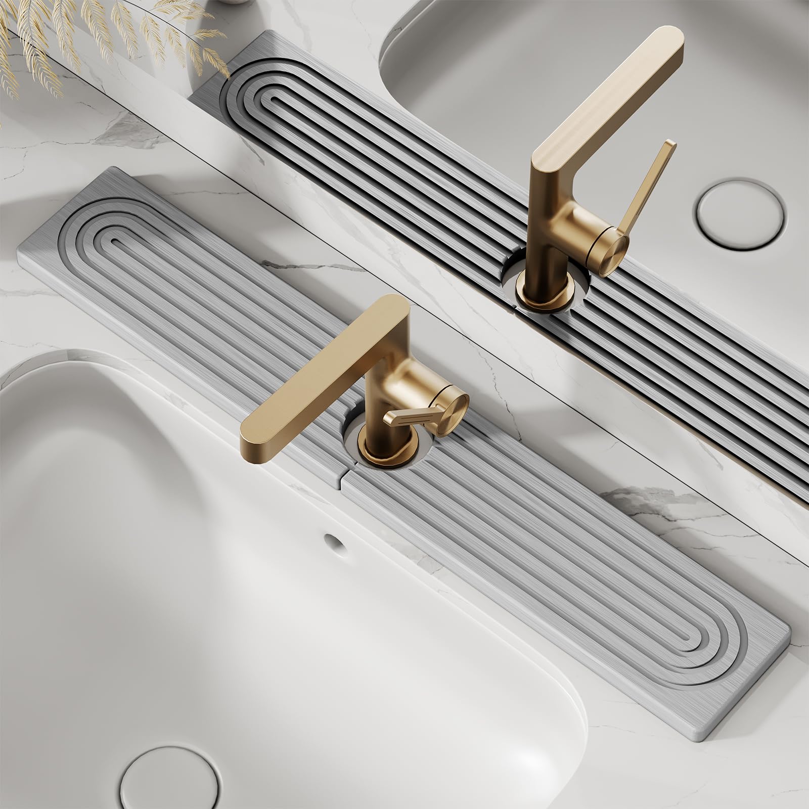 Photo 1 of 23.6" Long Stone Faucet Mat for Kitchen Sink-Diatomite Quick Dry Kitchen Sink Splash Guard,Super Absorbent,Drying Stone Sink Tray,Sink Stone Quick Dry Around Faucet (Light Grey)