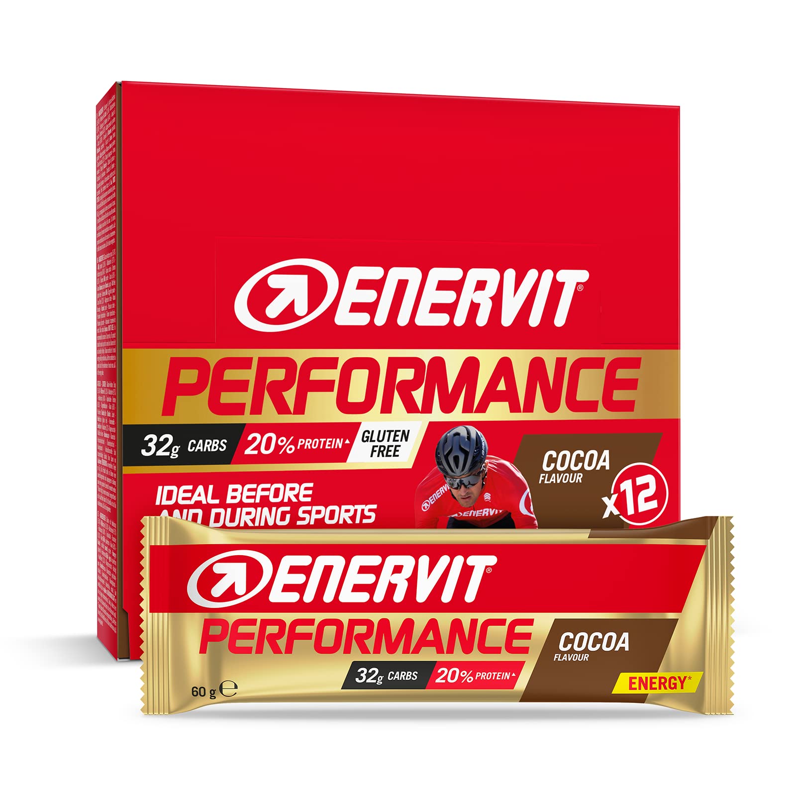 Enervit Performance Energy Bar (Cocoa, Box of 12 Bars)