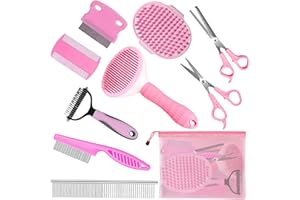 AIOLPY Complete Pet Grooming Solution by Dog - 9PCS Kit with Slicker Brush, Deshedding Tool, and Grooming Comb for All Breeds and Sizes, Promotes Healthy Skin and Coat