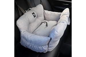 JACKO & CO - Premium Medium Dog Car Seat Bed for Dogs 25-40lbs for Back Seat Use Only - Portable Soft Cloudlike Pet Travel Safety Bed - Machine Washable & Water Resistant (Grey/Medium (25-40lbs)