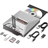 Alxum External CD DVD Drive for Laptop, 7 in 1 Disc Player Burner with M.2 | Portable External Optical Drive Reader with M.2/USB 2.0 Interface and SD/Micro SD Card Slot for Windows/Mac OS/Linux/Vista