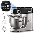 HAUSWIRT Electric Stand Mixer, LED Household Stand Mixers, 5.3QT Electric Food Mixer Stand, 11Speeds 3-IN-1 Kitchen Stand Up Mixers with Stainless Steel Egg Whisk, Dough Hook, Flat Beater, Black